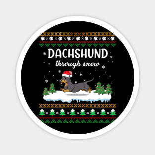 Dachshund Through Snow Funny Christmas Costume Magnet